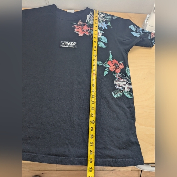 ZARA Men T Shirt 100% Cotton Size Large Black With Floral Details Super Nice ! - Picture 11 of 11